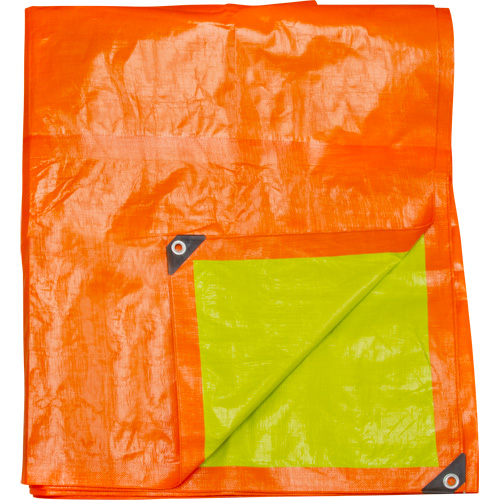 KLETON NAA097 High-Visibility Heavy-Duty Woven Tarp, Polyethylene, Green/Orange, 20' x 30' x 12 mils