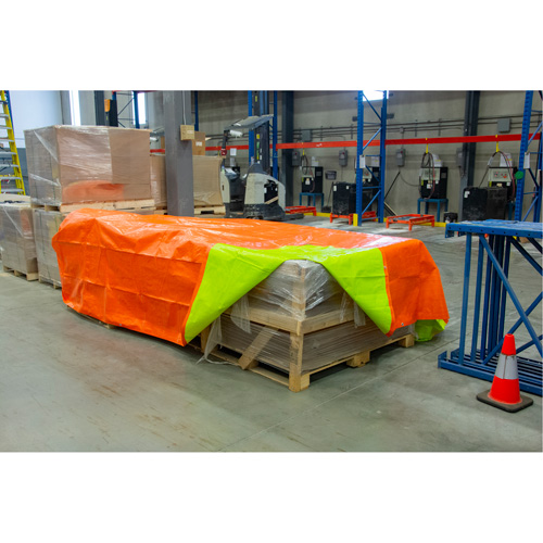 KLETON NAA097 High-Visibility Heavy-Duty Woven Tarp, Polyethylene, Green/Orange, 20' x 30' x 12 mils