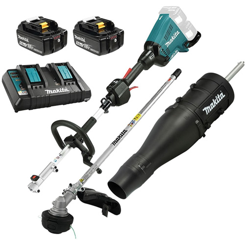 Makita DUX60PTM5X LXT 5.0 Ah Brushless Split Shaft Power Unit Kit with EM405MP Line Trimmer, Battery Powered, 36 V