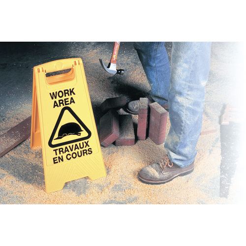  NC549 "Work Area/Travaux en Cours" Safety Sign, Bilingual with Pictogram