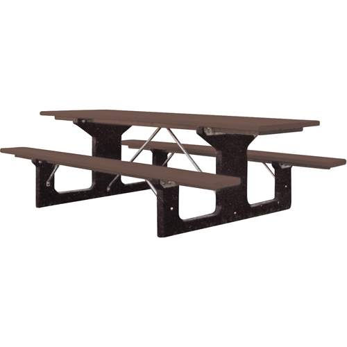 Plastic Recycling 26BR Recycled Plastic Picnic Tables, 6' L x 61-1/2" W, Brown