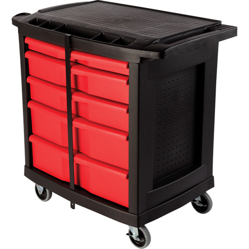 Rubbermaid FG773488BLA 5-Drawer Mobile Work Centre, Plastic Surface