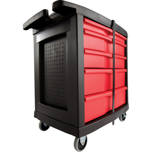 Rubbermaid FG773488BLA 5-Drawer Mobile Work Centre, Plastic Surface