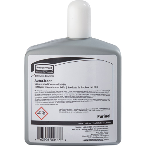 Rubbermaid FG400586 Produit d'entretien pour drain et nettoyeur de cuvette de rechange AutoClean de Purinel, 9,8 oz, Bouteille