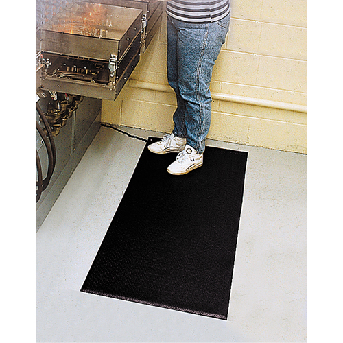 Mat Tech CZR0048BK Tapis Comfort-King antistatique, 4' la x 60' lo x 3/8" &eacute;p, Rugueux, Noir