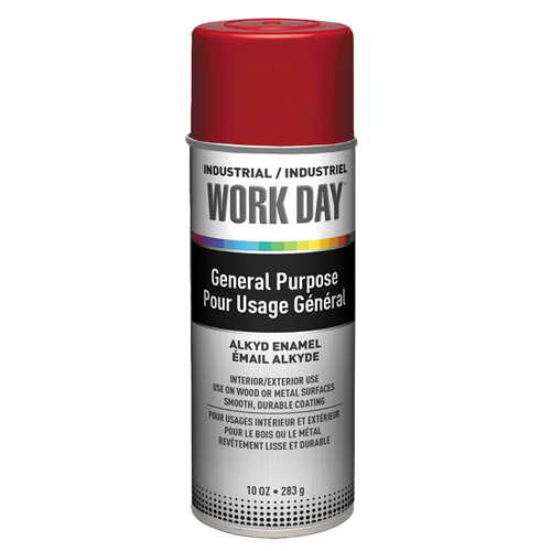 Work Day A04404007 Peinture industrielle Work Day, Rouge, Brillant, 10 oz, Canette a&eacute;rosol