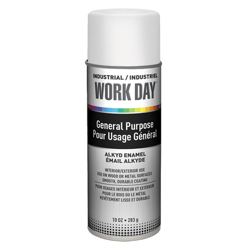 Work Day A04422007 Peinture industrielle Work Day, Blanc, Tr&egrave;s mat, 10 oz, Canette a&eacute;rosol