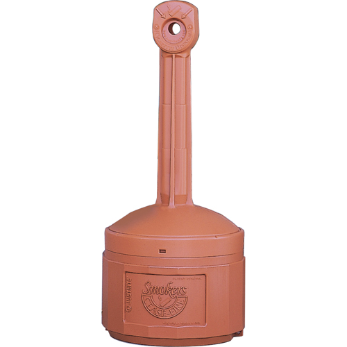 Justrite 26800T Smokers Cease-Fire&reg; Cigarette Butt Receptacle, Free-Standing, Plastic, 4 US gal. Capacity, 38-1/2" Height