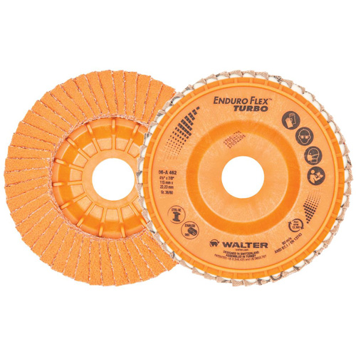 Walter Technologies Pour Surface 06A462 Disque &agrave; lamelles Turbo Enduro-Flex, 4-1/2" x 7/8", Type 27, Grain 36/60, C&eacute;ramique