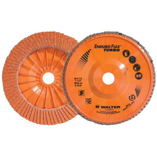Walter Technologies Pour Surface 06A712 Disque &agrave; lamelles Turbo Enduro-Flex, 7" x 7/8", Type 27, Grain 36/60, C&eacute;ramique
