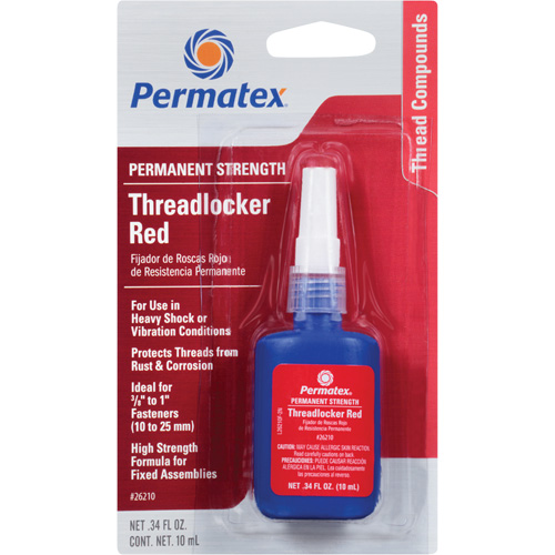 Permatex 26210 Threadlocker, Red, High, 10 ml, Bottle