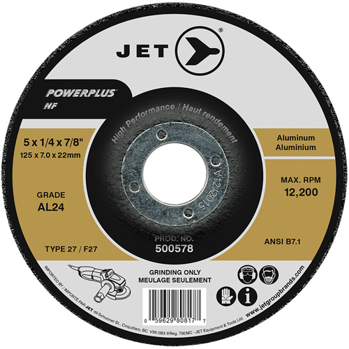 JET 500578 Powerplus NF Grinding Wheel, 5" x 0.25", 1/4" Arbor, Type T27