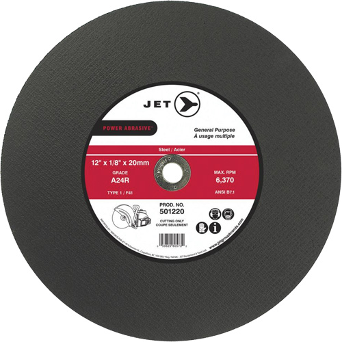 JET 501226 A24R Power Abrasive Cut-Off Wheel, 14" x 1/8", 1" Arbor, Type 1, 5400 RPM