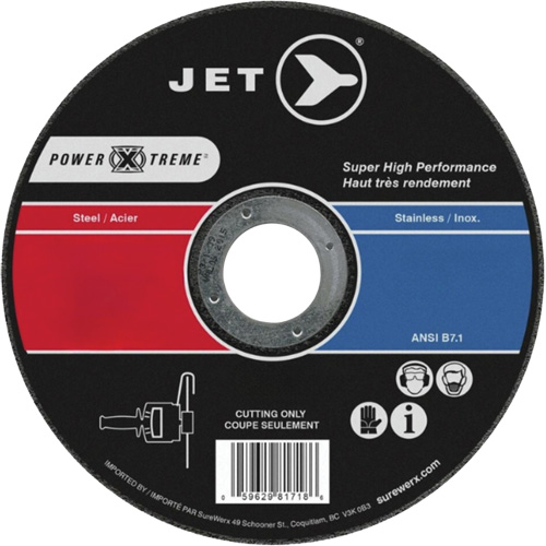 JET 501571 Power-Xtreme&reg; Cut-Off Wheel, 4-1/2" x 3/64", 7/8" Arbor, Type 1, Aluminum Oxide, 13300 RPM