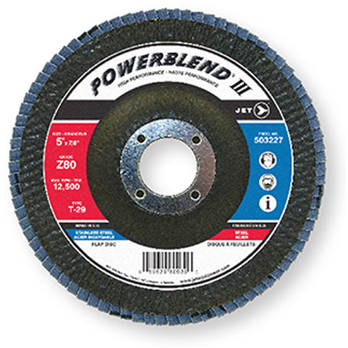 JET 503244 Disque &agrave; lamelles PowerBlend, 7" x 7/8", Type 29, Grain Z120, Alumine de zirconium