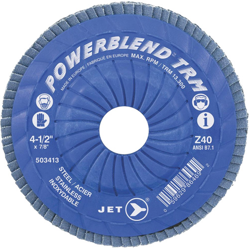 JET 503425 Disque &agrave; lamelles ajustables POWERBLEND TRM, 5" x 7/8", Type 29, Grain Z60, Alumine de zirconium