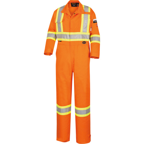 Pioneer V252025T-44 5555T High-Visibility Flame-Resistant Coveralls, Size 44, High Visibility Orange, 9.5 cal/cm²