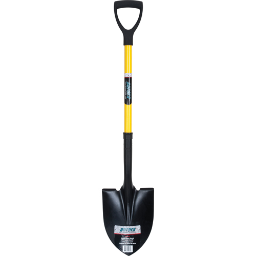 Aurora Tools NJ093 Round Point Shovels, Tempered Steel Blade, Fibreglass, D-Grip Handle