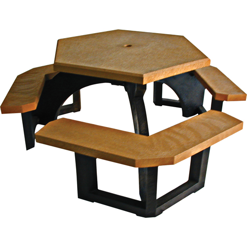 Plastic Recycling 10CE Recycled Plastic Hexagon Picnic Tables, 78" L x 78" W, Cedar
