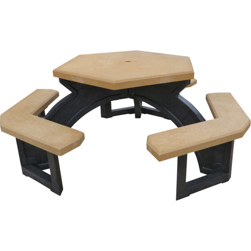 Plastic Recycling 11CE Tables de pique-nique hexagonales en plastique recycl&eacute;, 78" lo x 78" la, C&egrave;dre