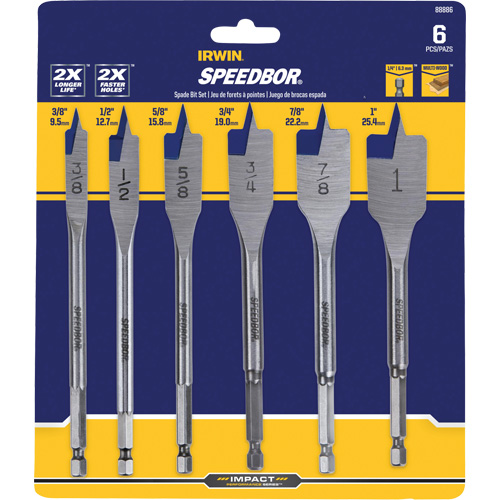 Irwin 88886 Speedbor Standard Length Blue Groove Point Spade Bit
