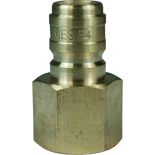 Dixon Group E2F2-B DQC E-Series Straight Through Interchange Plug, Brass, 1/4", Female NPTF, 5200 PSI