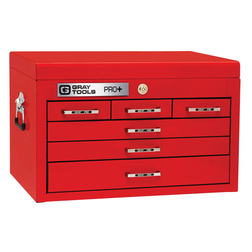 Gray Tools 93106 PRO+ Series Top Chest, 26" W, 6 Drawers, Red