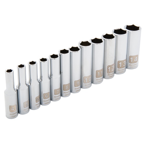Dynamic Tools D004003 Jeu de douilles m&eacute;triques &agrave; 6 pans, 12 Mcx, Prise de 1/4", Profond