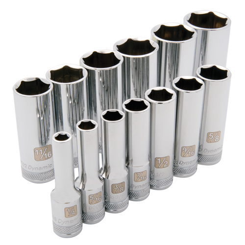 Dynamic Tools D010001 Jeu de douilles SAE, 13 Mcx, Prise de 3/8", Profond