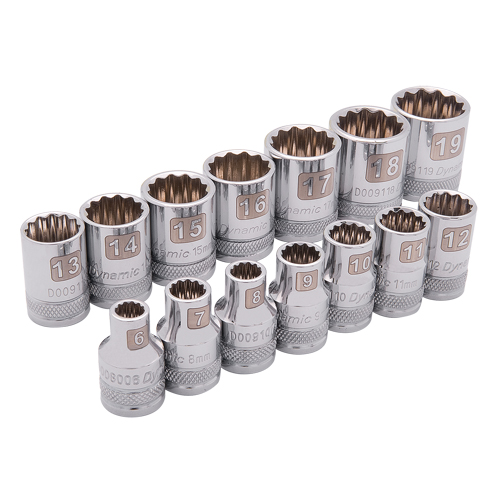 Dynamic Tools D010006 Metric Socket Set, 14 Pcs, 3/8" Drive Size