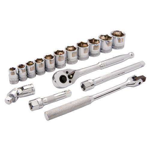 Dynamic Tools D010008 SAE Socket Set, 16 Pcs, 3/8" Drive Size