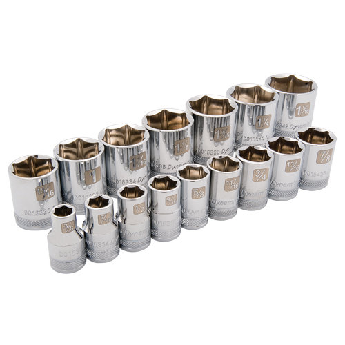 Dynamic Tools D018000 Jeu de douilles SAE, 16 Mcx, Prise de 1/2"