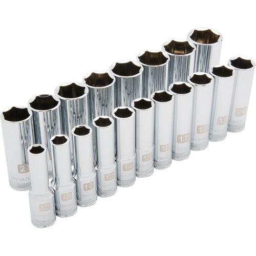 Dynamic Tools D018005 Jeu de douilles m&eacute;triques, 19 Mcx, Prise de 1/2", Profond