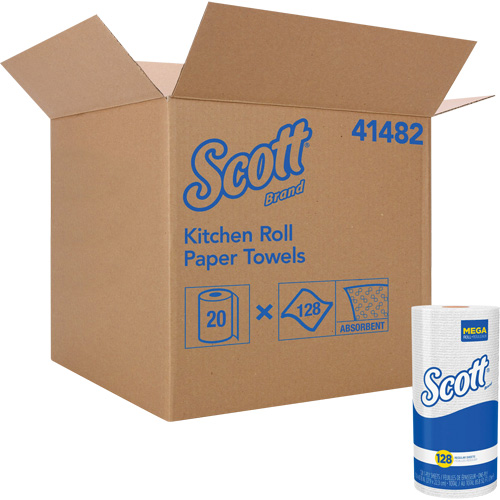 Kimberly-Clark 41482 Rouleau de chiffons de cuisine Scott, 1 Pli, 128 Feuilles/rouleau, 11" la, 8,78" lo