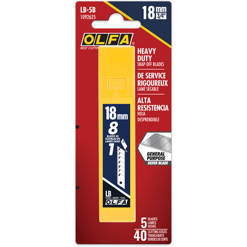 Olfa 1092625 Lames argent&eacute;es LB-5B de 18 mm, Style Cassable