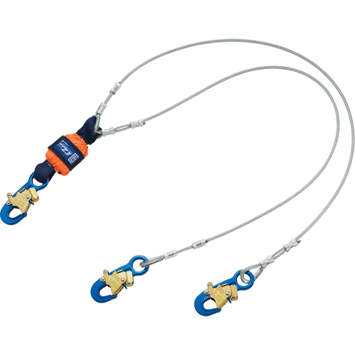 3M DBI Sala Fall Protection 1246068C EZ-Stop Shock-Absorbing Lanyard, 6', Snap Hook Center, Snap Hook Leg Ends, Metal