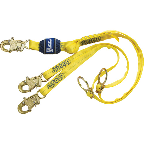 3M DBI Sala Fall Protection 1246070C EZ-Stop Tie-Back Shock-Absorbing Lanyard, 6', Snap Hook Center, Snap Hook Leg Ends, Polyester