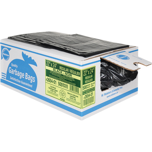 Ralston 265501 Sacs &agrave; d&eacute;chets industriels s&eacute;rie 2600, R&eacute;gulier, 24" la x 22" lo, Noir