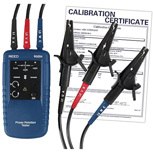 Reed Instruments R5004-NIST Phase and Motor Rotation Tester with ISO Certificate