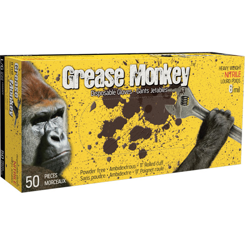 Watson Gloves 5555PF-X Grease Monkey&reg; Gloves, X-Large, Nitrile, 8-mil, Powder-Free, Black