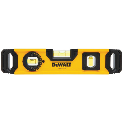 DEWALT DWHT43003 Torpedo Level, 9" L, Aluminum, 3 Vials, Magnetic