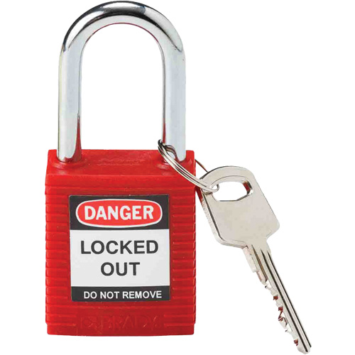 Brady 99552 Lockout Padlock, Safety Padlock, Keyed Different, Nylon, 1-1/2" Width