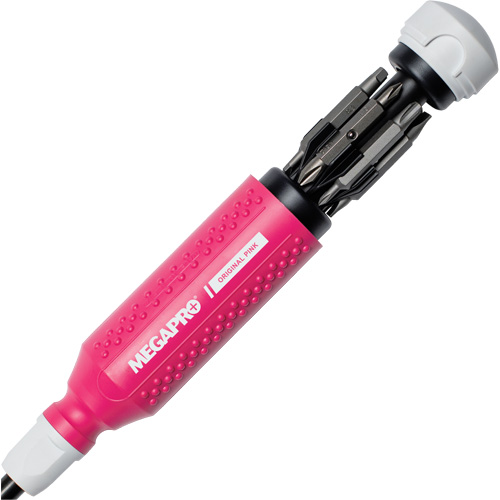 Megapro 151PINK Original Pink 15-in-1 Multi-Bit Screwdriver, 8-37/50" L, Textured Handle
