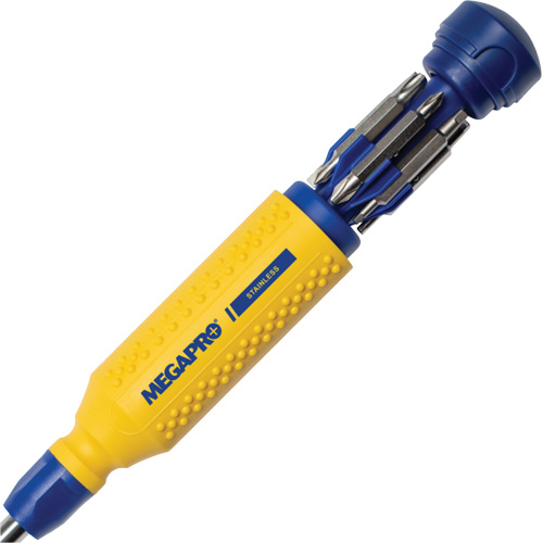 Megapro 151SS Original Stainless Steel 15-in-1 Multi-Bit Screwdriver, 8-37/50" L, Textured Handle