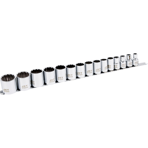 JET 601317 Jeu de douilles SAE &agrave; 12 pans SS1215-12, 15 Mcx, Prise de 1/2"