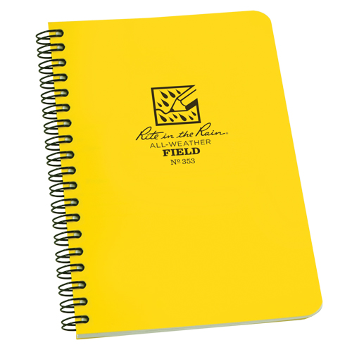 Rite In The Rain 353 Carnet de notes de poche &agrave; spirale lat&eacute;rale, Couverture souple, Jaune, 64 Pages, 4-5/8" 