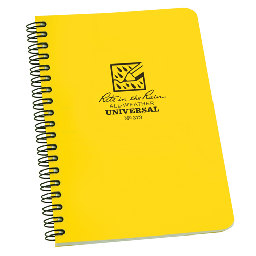 Rite In The Rain 373 Side-Spiral Notebook, Soft Cover, Yellow, 64 Pages, 4-5/8" W x 7" L