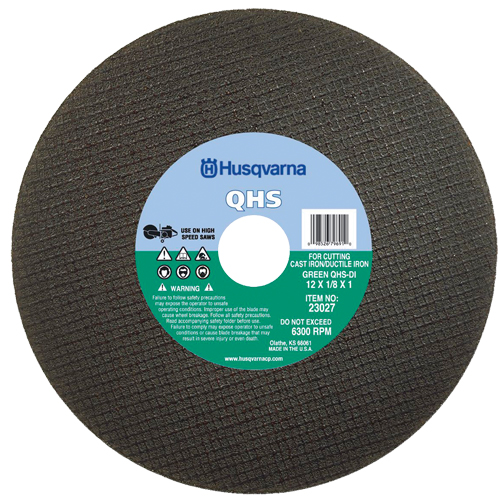 Husqvarna 542751511 Abrasive Cutting Blade QHS, 14" x 1/8", 20 mm Arbor, Aluminum Oxide