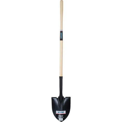 Aurora Tools NN244 Round Point Shovel, Tempered Steel Blade, Hardwood, Straight Handle