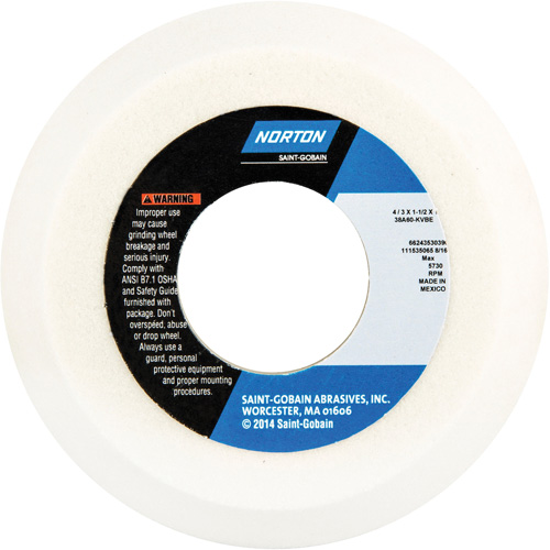 Norton 66243530378 Meule vitrifi&eacute;e, type 11, Oxyde d'aluminium, 4" x 1-1/2"
